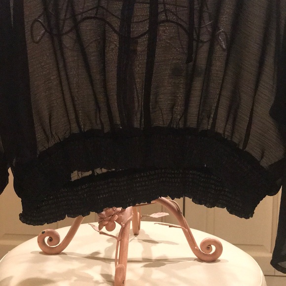 Express xs black sheer lace up blouse black - Picture 3 of 6